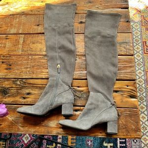 (Tory Burch) Grey Suede Over-The-Knee Boots